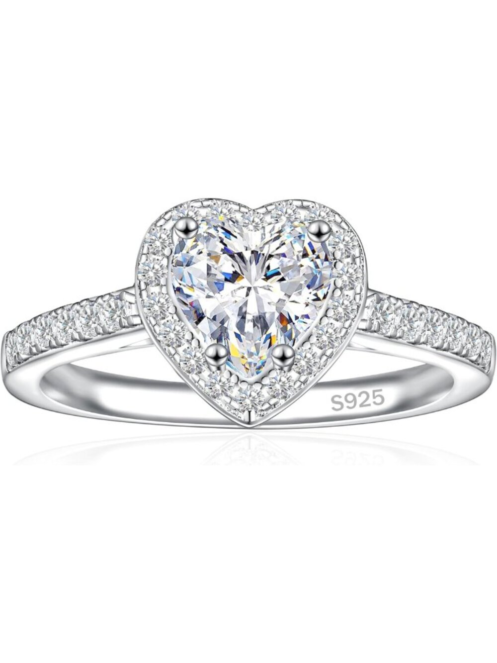 Heart Cut 925 Sterling Silver Engagement Ring for Women - Elegant & Timeless